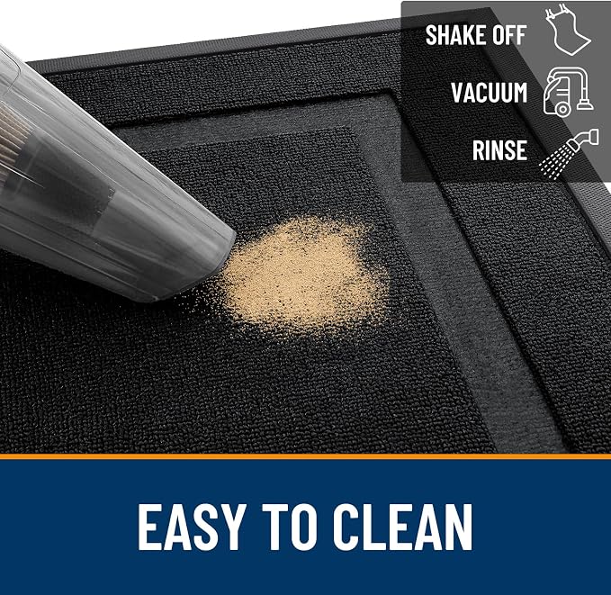 OLANLY Front Door Mat Outside 47x17, All-Season Heavy-Duty Rubber Doormat | Jet - Image 5