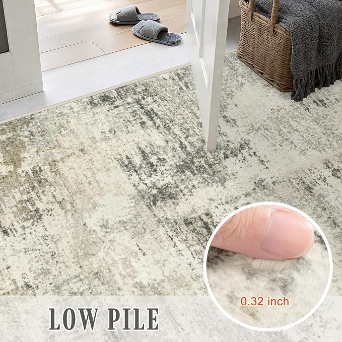 Round Area Rug Living Room: 8 ft Modern Washable Indoor Carpet | - Image 7