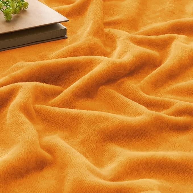 BEDELITE Fleece Blanket Soft Fall Queen Bed Blanket Burnt Orange 90"x90" | - Image 4