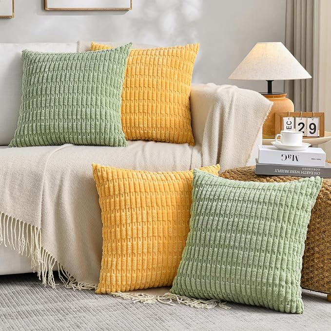 Fancy Homi Set of 4 Summer Boho Decorative Throw Pillow Covers 18x18 Inch by Fancy+Homi