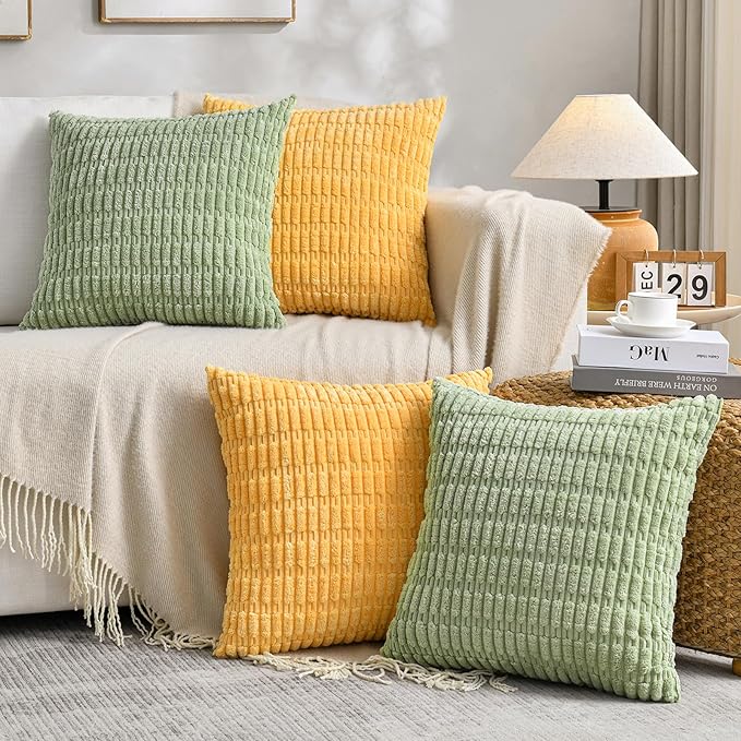 Fancy Homi Set of 4 Spring Boho Decorative Throw Pillow Covers 24x24 Inch by Fancy+Homi