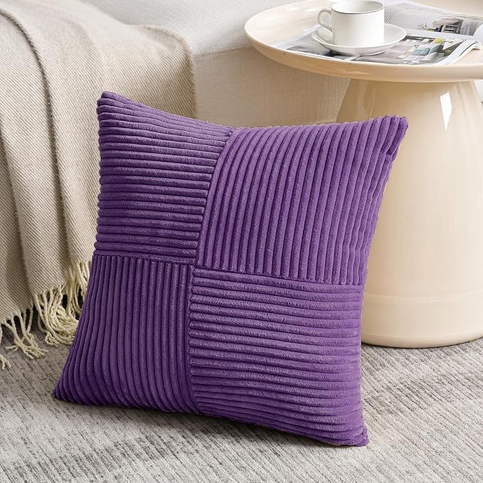Fancy Homi 2 Packs Purple Decorative Throw Pillow Covers 18x18 Inch - Image 2