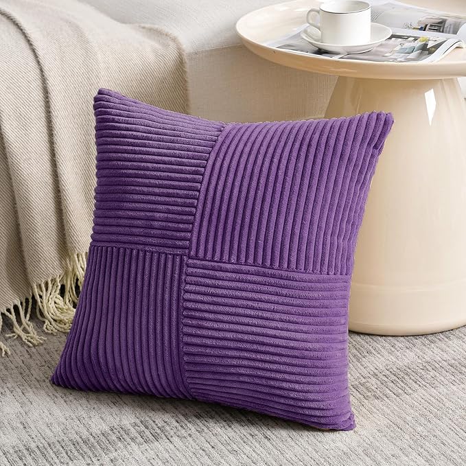 Fancy Homi 2 Packs Purple Decorative Throw Pillow Covers 16x16 Inch - Image 2