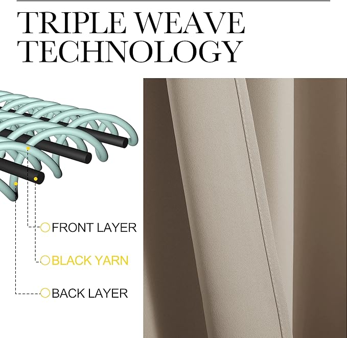 NICETOWN Bedroom Curtain Panels Blackout Draperies, Thermal Insulated Solid - Image 4