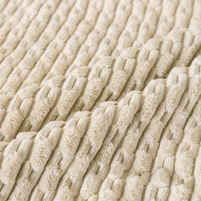 Set of 4 Beige Decorative Throw Pillow Covers 20x20 Inch Corduroy Pillow Covers - Image 6