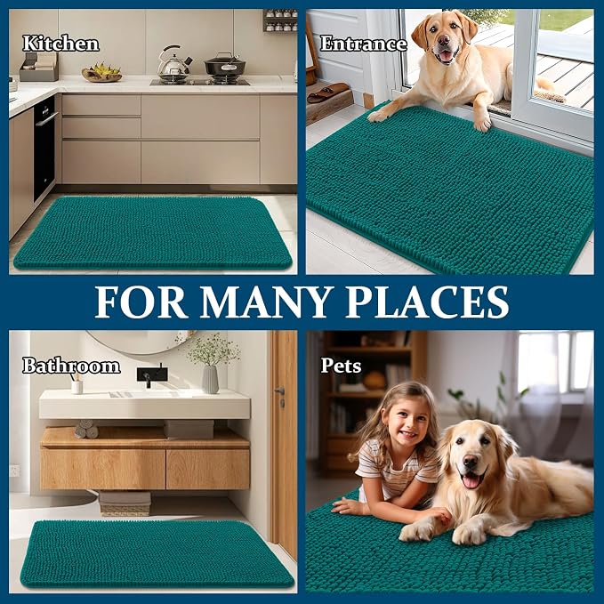 OLANLY Dog Door Mat for Muddy Paws 44x32, Super Absorbent Chenille Mud Mat | - Image 8
