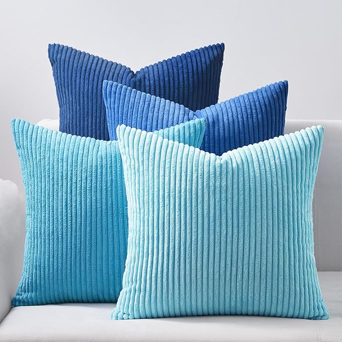 Topfinel Decorative Throw Pillow Covers Aque Teal Blue Series, Summer Corduroy by Topfinel