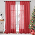 BGment Red Linen Curtains 90 Inch Length by BGment