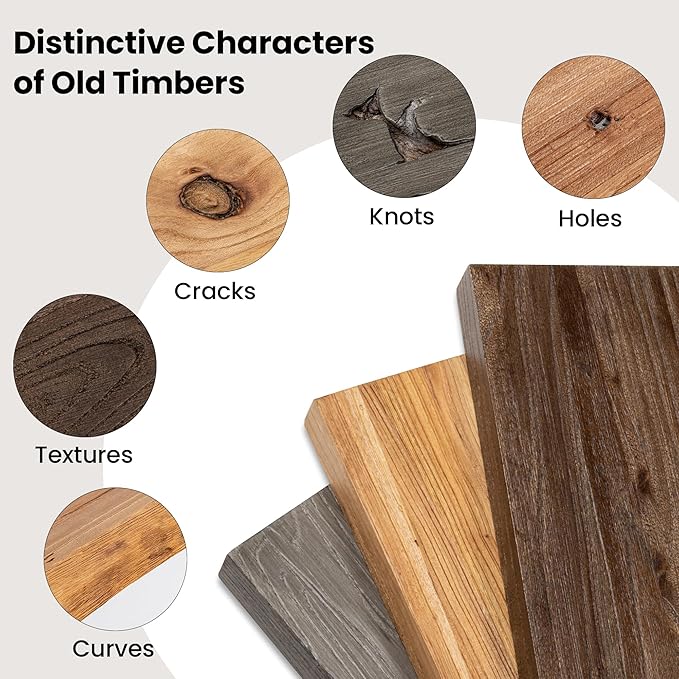 Fun Memories Floating Shelves for Wall, 48"x9.3" Rustic Solid Elm Wood Shelves, Heavy-Duty Wall Mounted Shelves with Invisible Brackets for Living Room, Bedroom, Kitchen, Grey Finish
