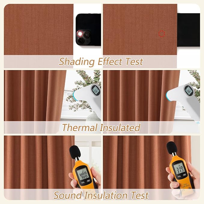 Terracotta 100% Blackout Curtains 84 Inch Length 2 Panels Set Fall Curtains - Image 5