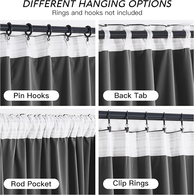 RYB HOME Grey Velvet Curtains 72 inches - Image 4