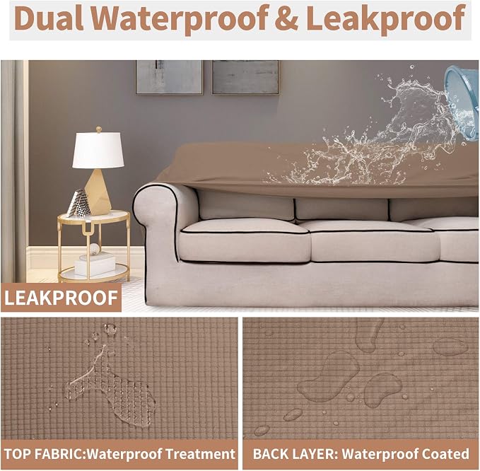 Easy-Going 100% Waterproof Loveseat Couch Cover Stretch Jacquard Sofa Cover | - Image 3