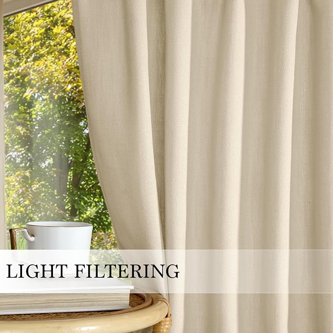 RYB HOME Short Kitchen Valances Thick Faux Linen Blended 2 Panels, Privacy - Image 5