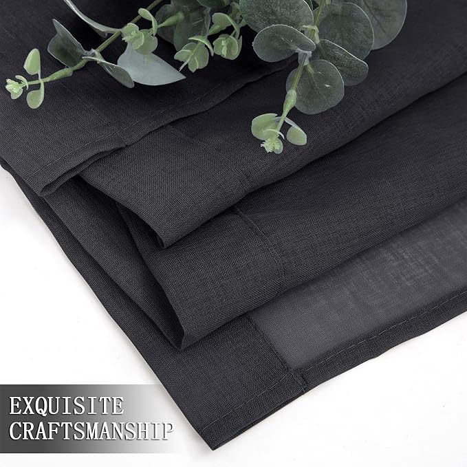 Tollpiz Short Sheer Curtain Linen Textured Living Room Curtains Sheer Light - Image 7