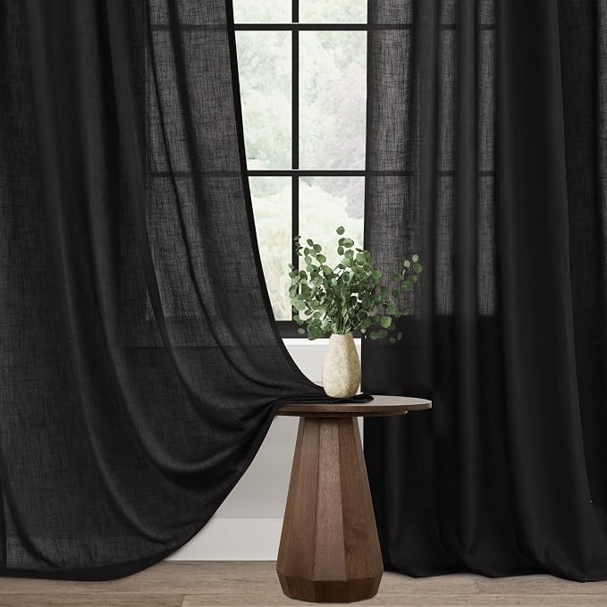 Black Linen Curtains 45 inches Long - Image 3