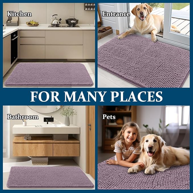 OLANLY Dog Door Mat for Muddy Paws 59x32, Super Absorbent Chenille Mud Mat | - Image 8