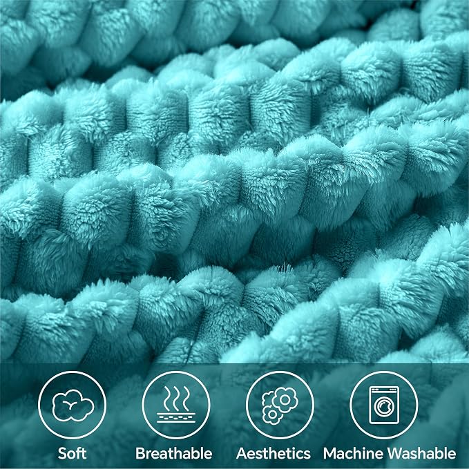BEDELITE Teal Twin Blanket for Couch, Soft Cozy Gifts for Women, 60 * 80 | 3D - Image 3