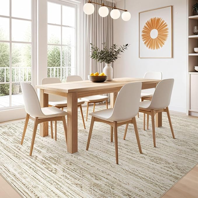 Nakagishi 7X9 Area Rug Living Room: Washable Boho Large Neutral Modern Soft - Image 6
