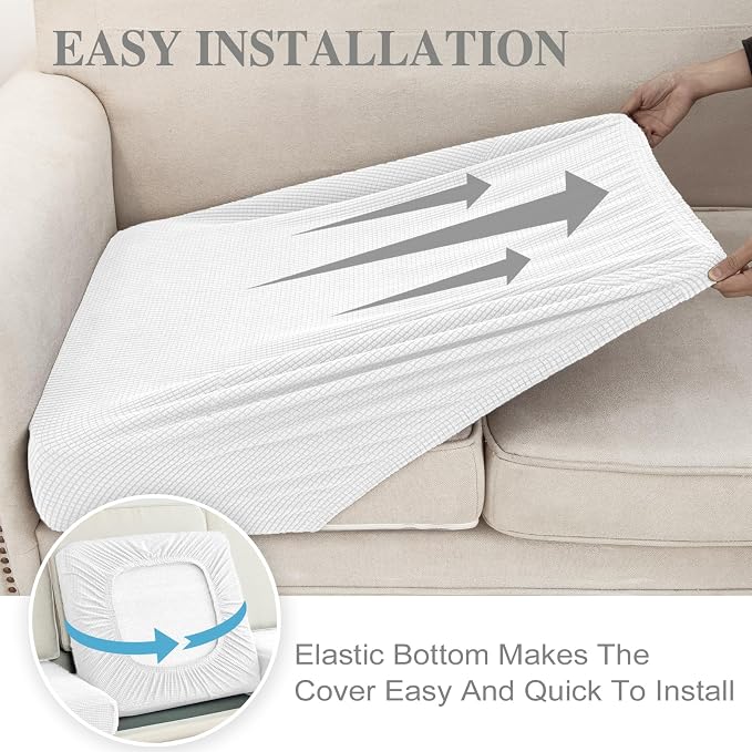 LA MEACK Couch Cushion Cover Chaise Lounge Cover Washable Separate Seat Chaise - Image 5