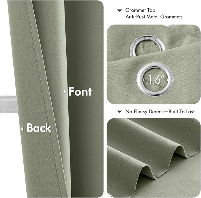 MIULEE Blackout Curtains for Bedroom 2 Panels 40 x 84 Inch Long Sage Green | - Image 4