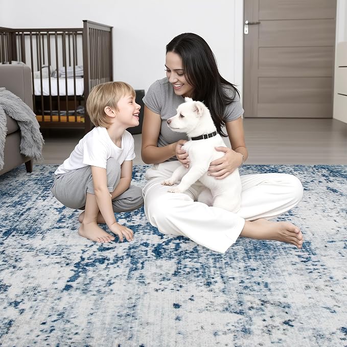 9x12 Area Rug Living Room Rug: Washable Modern Abstract Soft Thin Rug Indoor - Image 9