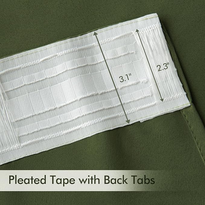 MIULEE Olive Green Back Tab Blackout Curtains 52x120 Inch Long 2 Panels Set | - Image 4
