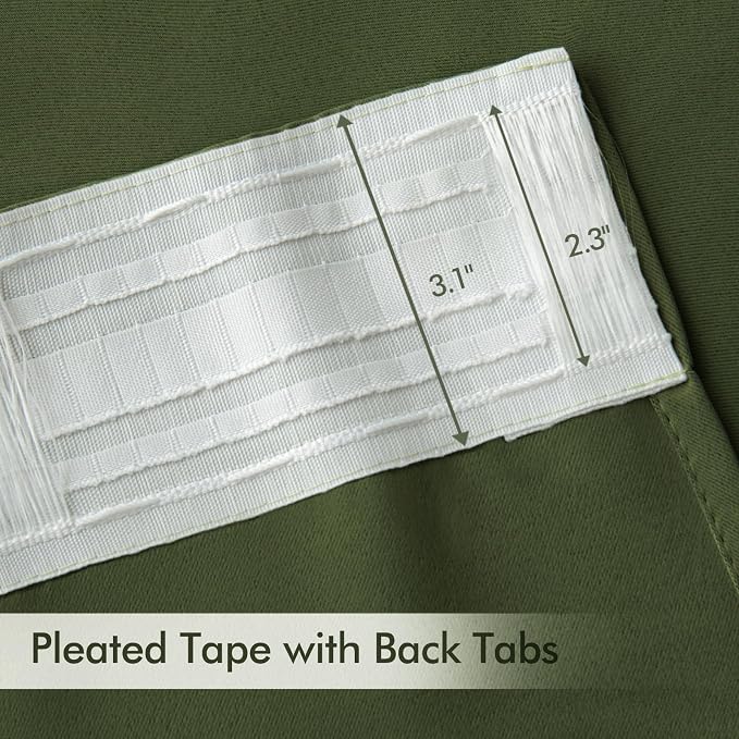 MIULEE Olive Green Back Tab Blackout Curtains 84 Inch Length 2 Panels Set - Image 4