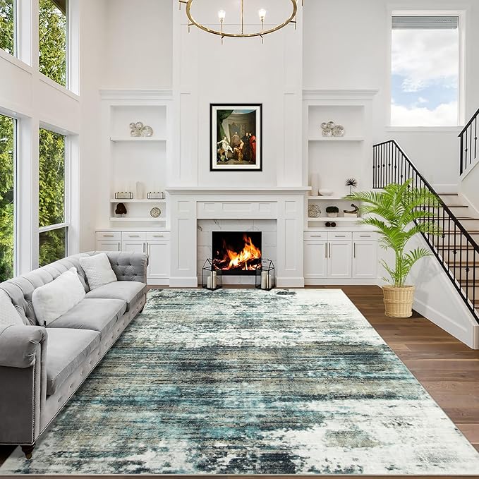 4x6 Area Rugs Washable Rug: Modern Abstract Living Room Rug Soft Anti-Skid Thin by GENTDRIZZ