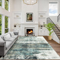 9x12 Area Rugs for Living Room: Washable Abstract Teal Green Badroom Carpet | by GENTDRIZZ