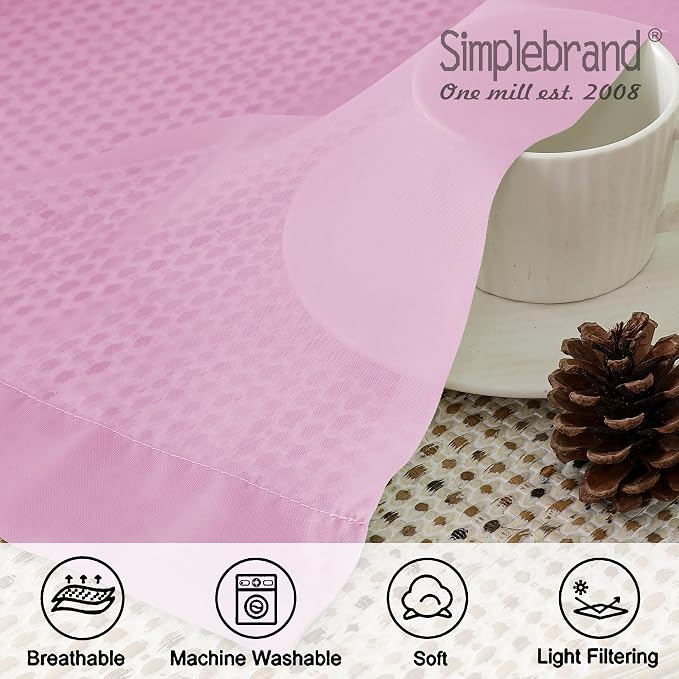 Simplebrand Pink Sheer Curtains 63 Inch Length 2 Panels, Rod Pocket Solid Color - Image 7