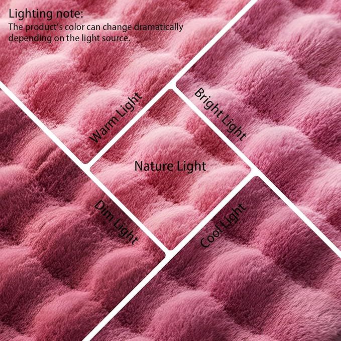Dusty Rose Rabbit Plush Rug 4'x6', Fluffy Shaggy Area Rug - Image 6
