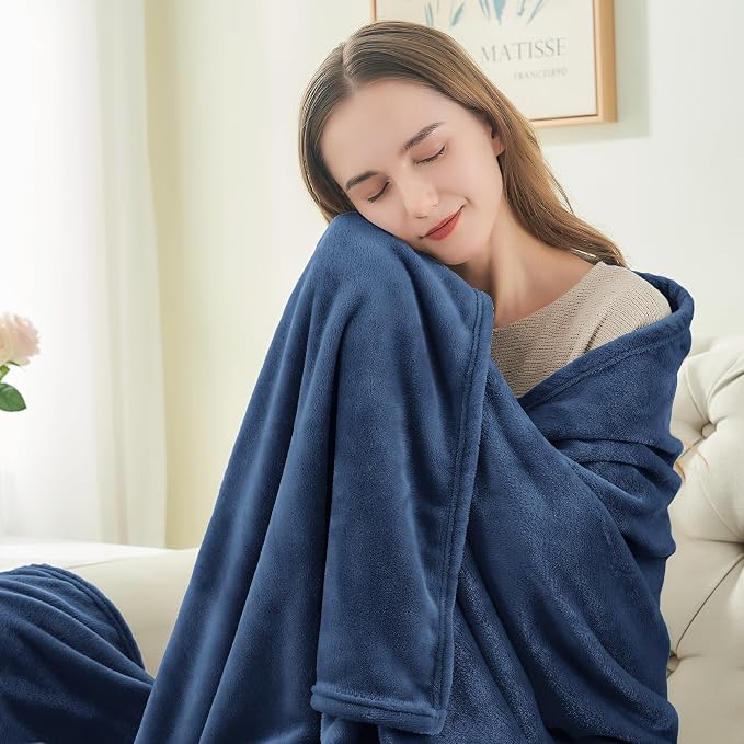 BEDELITE Fleece Blankets Queen Size Navy Blue Throw Blankets - Image 3