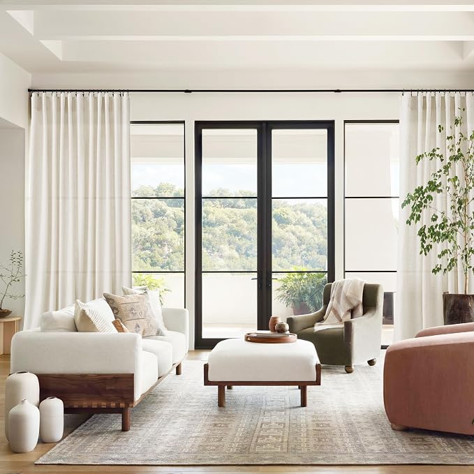 Warm Beige Linen Curtains 63 Inches Long 2 Panel Sets - Image 8