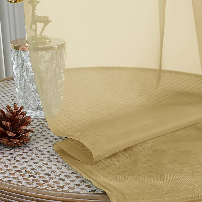 Sheer Curtains 84 Inches Long 2 Panels Set, Sheer Gold Curtains - Image 5