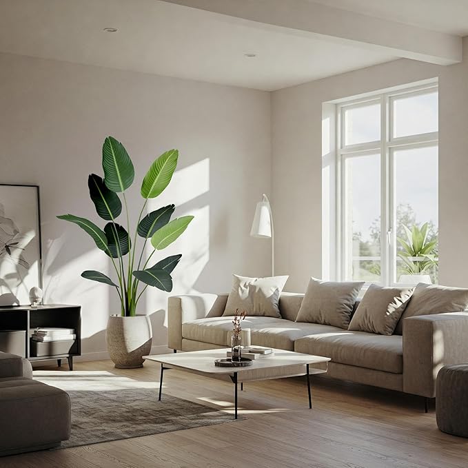 Worth Garden 59in Artificial Bird of Paradise Plant 4.9ft, Set of 2 Faux Tropical Trees for Living Room and Office Décor, Perfect for Indoor and Outdoor Greenery