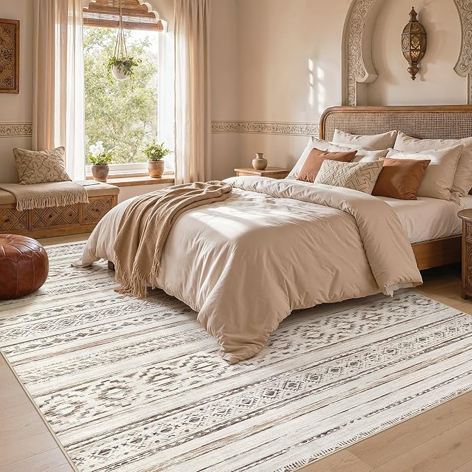 cotiled Boho 5x8 Area Rugs for Living Room: Soft Moroccan Washable Rug | - Image 5