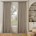 Dark Flax 94 Inch Long Blackout Curtains Thick Linen Pinch Pleated by Twodrapes