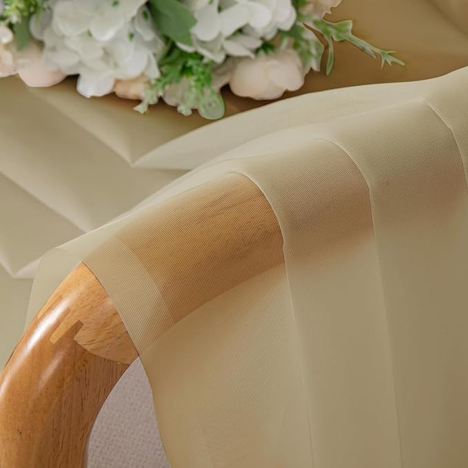 OWENIE Gold Sheer Curtains 72 Inches Long 2 Panels Set, Transparent Light - Image 4