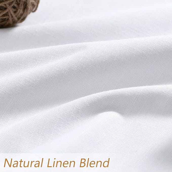 Guken White 100% Blackout Linen Curtains 52 Inch Wide by 142 Inch - Image 3