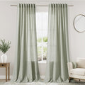 Nanspring Sage Green Curtains 84 Inch Length 2 Panels Back Tab Rod Pocket Light by Nanspring