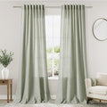 2 Panels Set Sage Green Linen Curtains 126 Inches Long by Nanspring