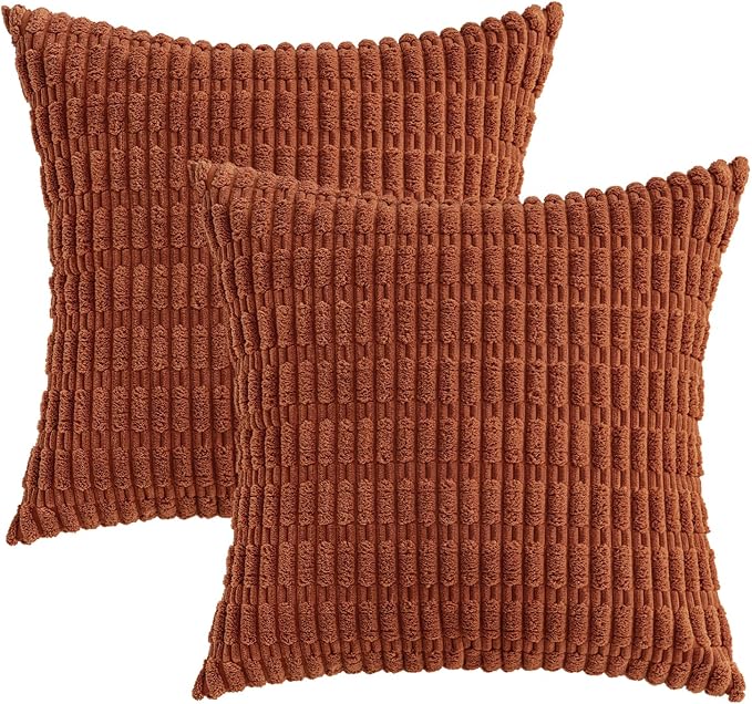 MIULEE Fall Decorative Throw Pillow Covers 12x12 Dark Rust Pack of 2 | - Image 6
