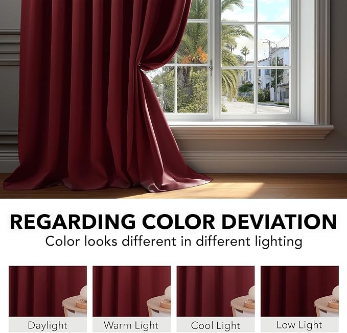 Deconovo Blackout Curtains, Thermal Insulated, W52 x L108 2 Panels, Back Tab - Image 6