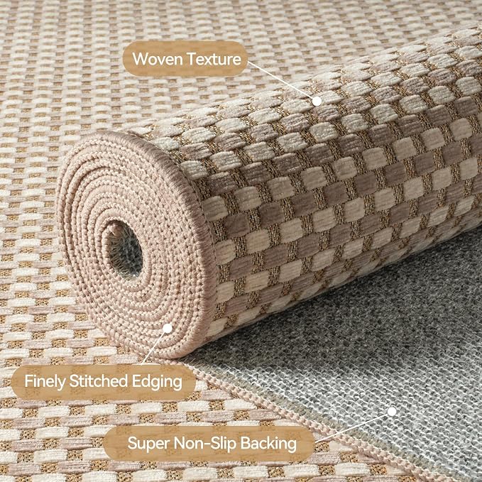 3x5 ft Area Rug Entryway Runner Kitchen Rugs Non Slip Washable Brown | Boho - Image 5