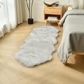 duduta White Black Faux Sheepskin Runner Rugs 2x6 ft, Fluffy Shag Bedroom Rug by duduta