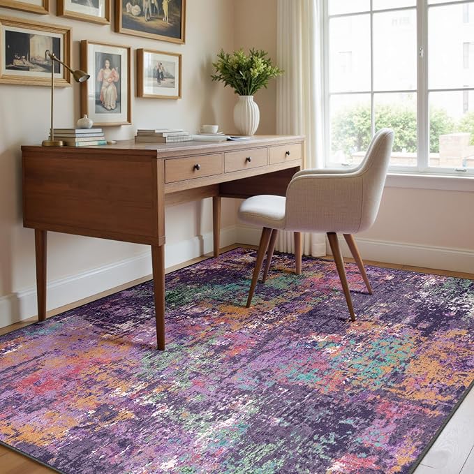 Washable Area Rugs 6'x8' Non-Slip Modern Abstract Soft - Image 8