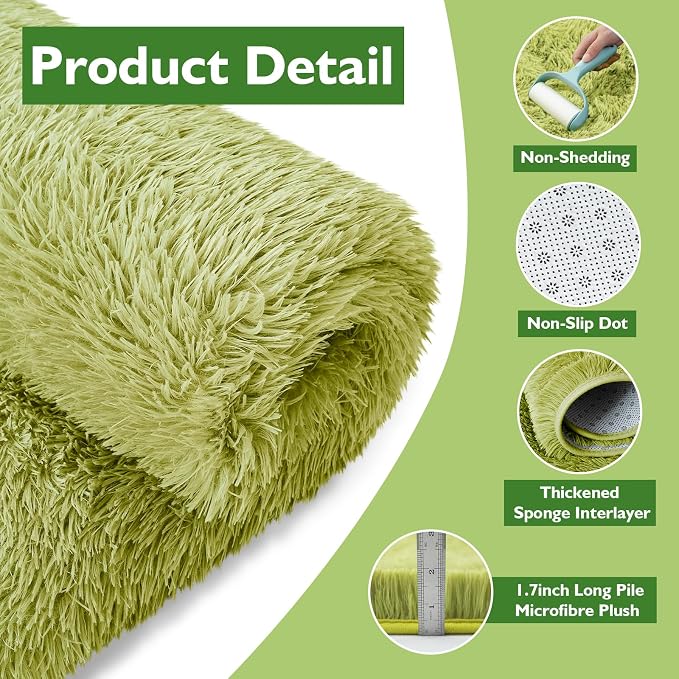 9x12 Fluffy Area Rugs for Living Room, Large Fuzzy Shag Area Rug for Bedroom - Image 2
