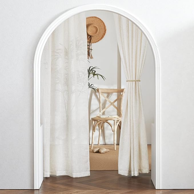 RYB HOME Light Filtering Linen Sheer Curtains 72 inch Long by RYBHOME