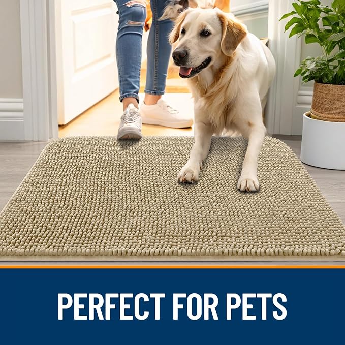 OLANLY Dog Door Mat for Muddy Paws 30x20, Super Absorbent Chenille Mud Mat | - Image 6