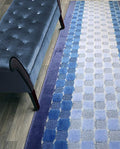 14 Ft Blue Hallway Runner Rug, Custom Size Non Slip Washable, Pet Friendly | by ORFAHOME